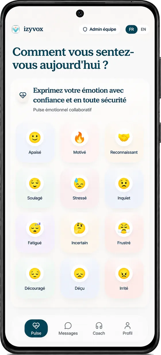 Application mobile Izyvox — horloge émotionnelle
